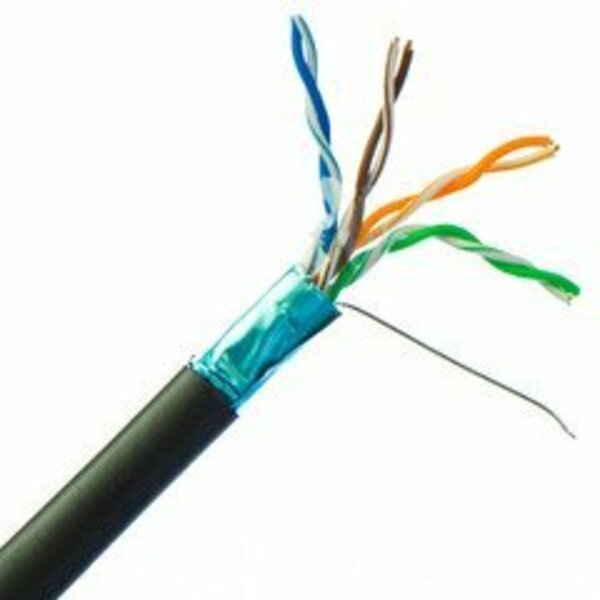 Swe-Tech 3C Direct Burial/Outdoor Rated Shielded Cat6 Black Ethernet Cable, Solid, 23 AWG, POE Compliant, 1000ft FWT10X8-722NH